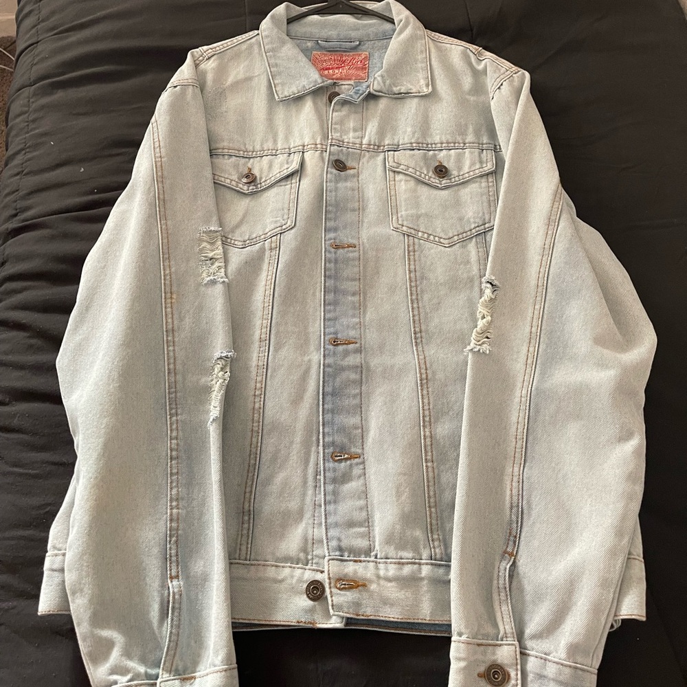 Mens White Washed Jean Jacket